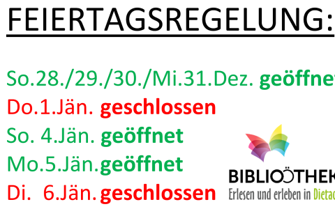 Bibliothek 2025 Feiertage Jahreswechsel